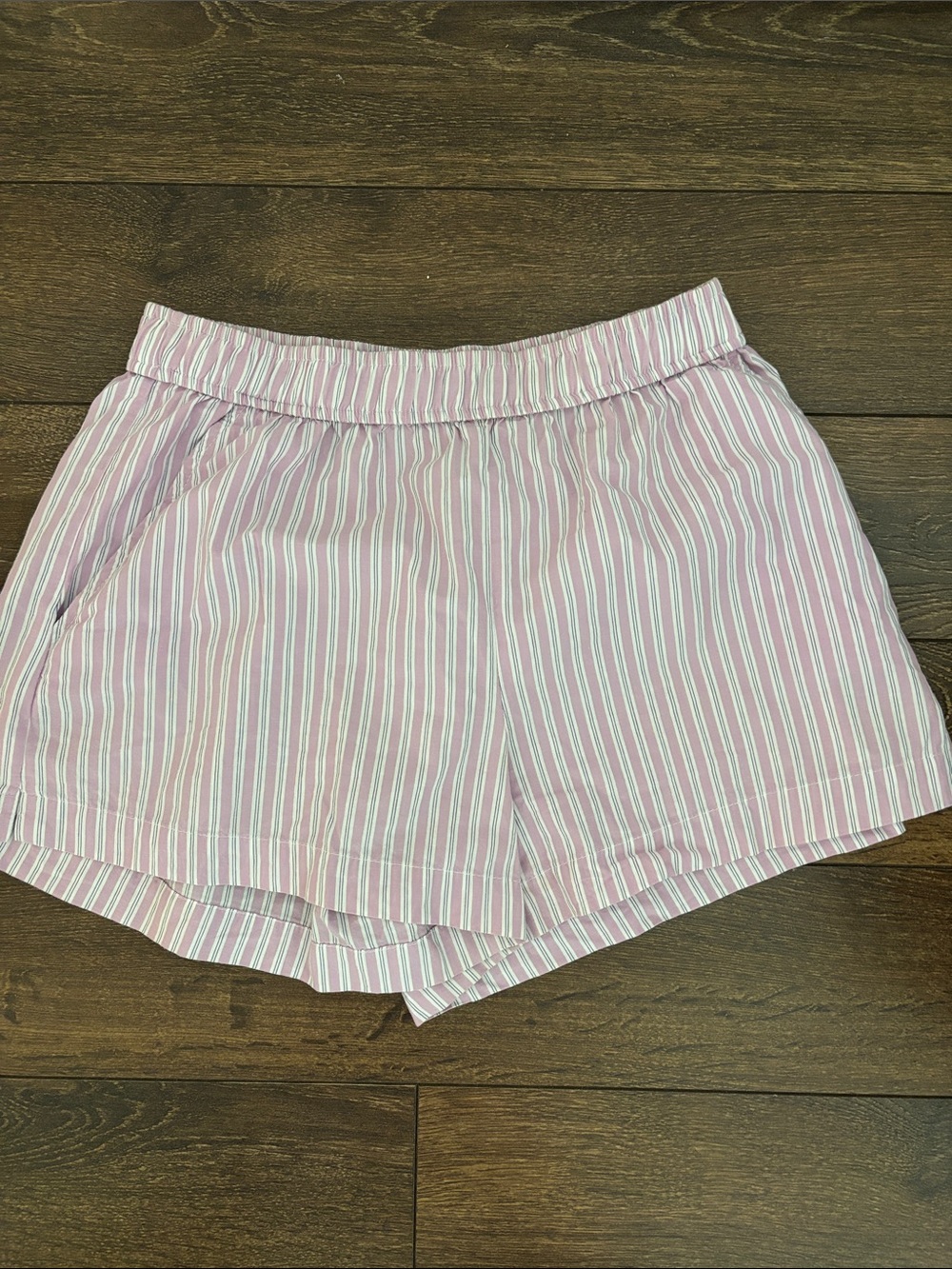 Pull and bear Pink Stripe Women's Elastic Waist Shorts